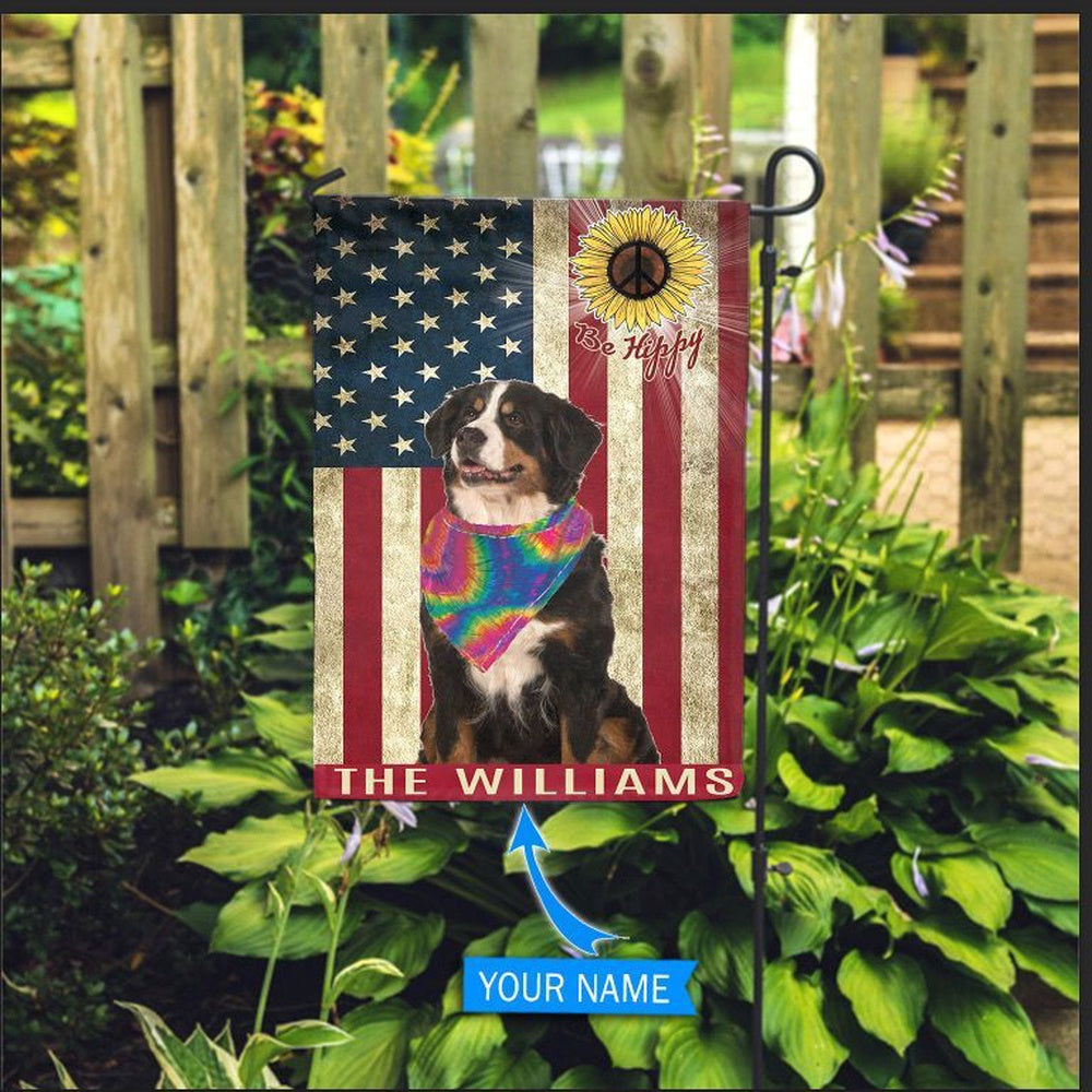Personalized Dog Flags, Bernese Mountain Dog Hippie Flag, Dog Flag For House, Garden Flags Dogs, Dog House Flags