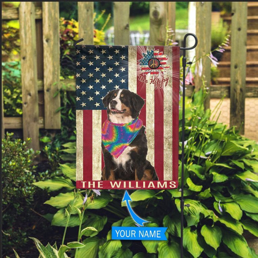 Personalized Dog Flags, Bernese Mountain Dog Hippie House Flag, Dog Flag For House, Garden Flags Dogs, Dog House Flags