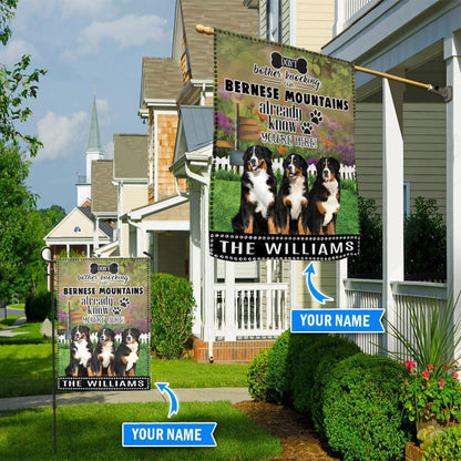 Personalized Dog Flags, Bernese Mountain Don't Bother Knocking Flag, Garden Flags Dogs, Dog House Flags