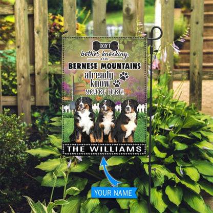 Personalized Dog Flags, Bernese Mountain Don't Bother Knocking Flag, Garden Flags Dogs, Dog House Flags