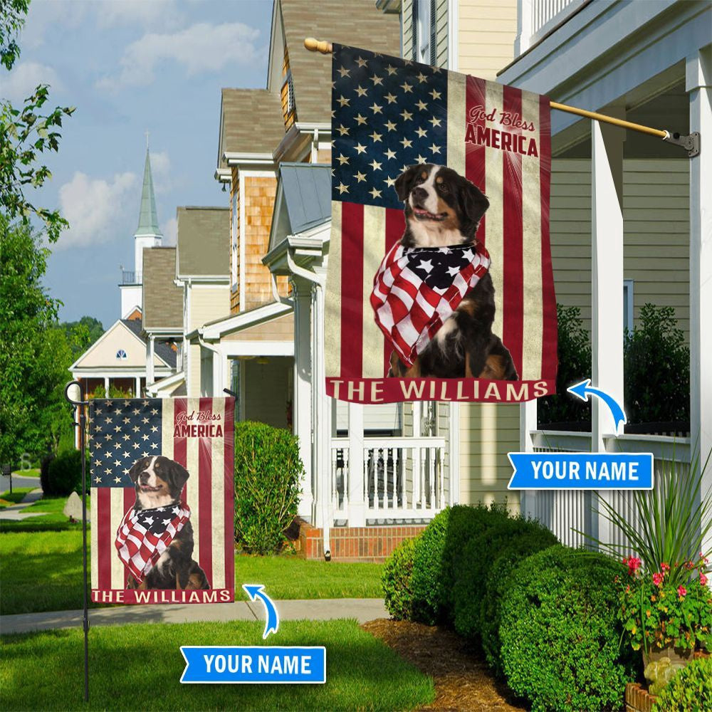 Personalized Dog Flags, Bernese Mountain God Bless America Flag, Dog Flag For House, Garden Flags Dogs, Dog House Flags