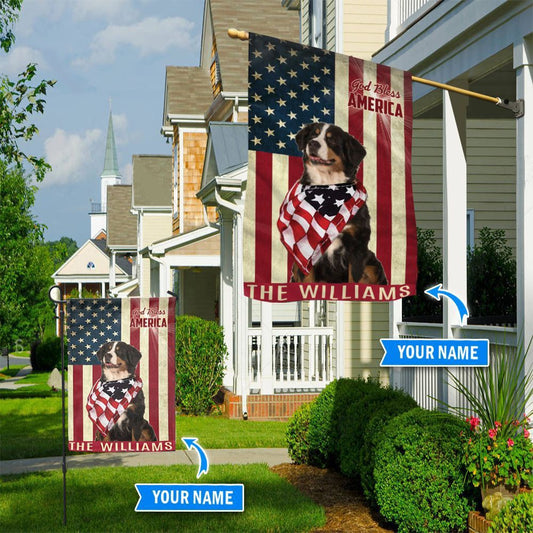 Personalized Dog Flags, Bernese Mountain God Bless America Flag, Dog Flag For House, Garden Flags Dogs, Dog House Flags