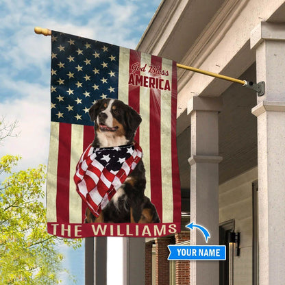 Personalized Dog Flags, Bernese Mountain God Bless America Flag, Dog Flag For House, Garden Flags Dogs, Dog House Flags