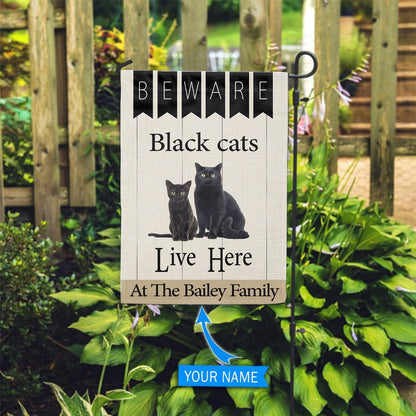 Personalized Dog Flags, Beware Black Cats Live Here Flag, Garden Flags Dogs, Dog House Flags