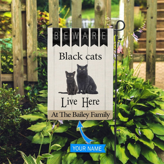Personalized Dog Flags, Beware Black Cats Live Here Flag, Garden Flags Dogs, Dog House Flags