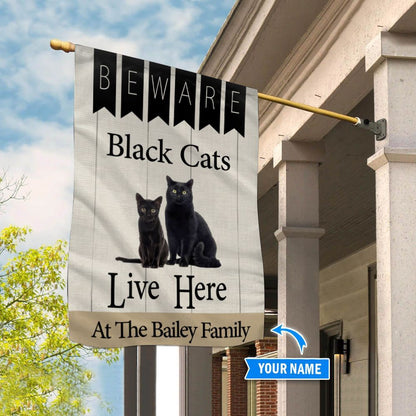 Personalized Dog Flags, Beware Black Cats Live Here Flag, Garden Flags Dogs, Dog House Flags