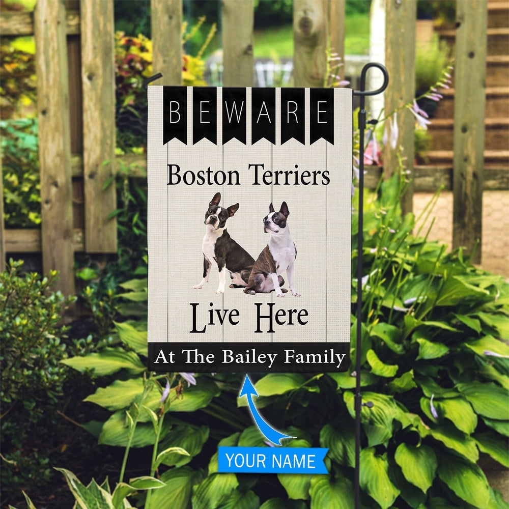 Personalized Dog Flags, Beware Boston Terriers Live Here Flag, Garden Flags Dogs, Dog House Flags