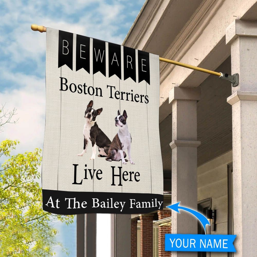 Personalized Dog Flags, Beware Boston Terriers Live Here Flag, Garden Flags Dogs, Dog House Flags