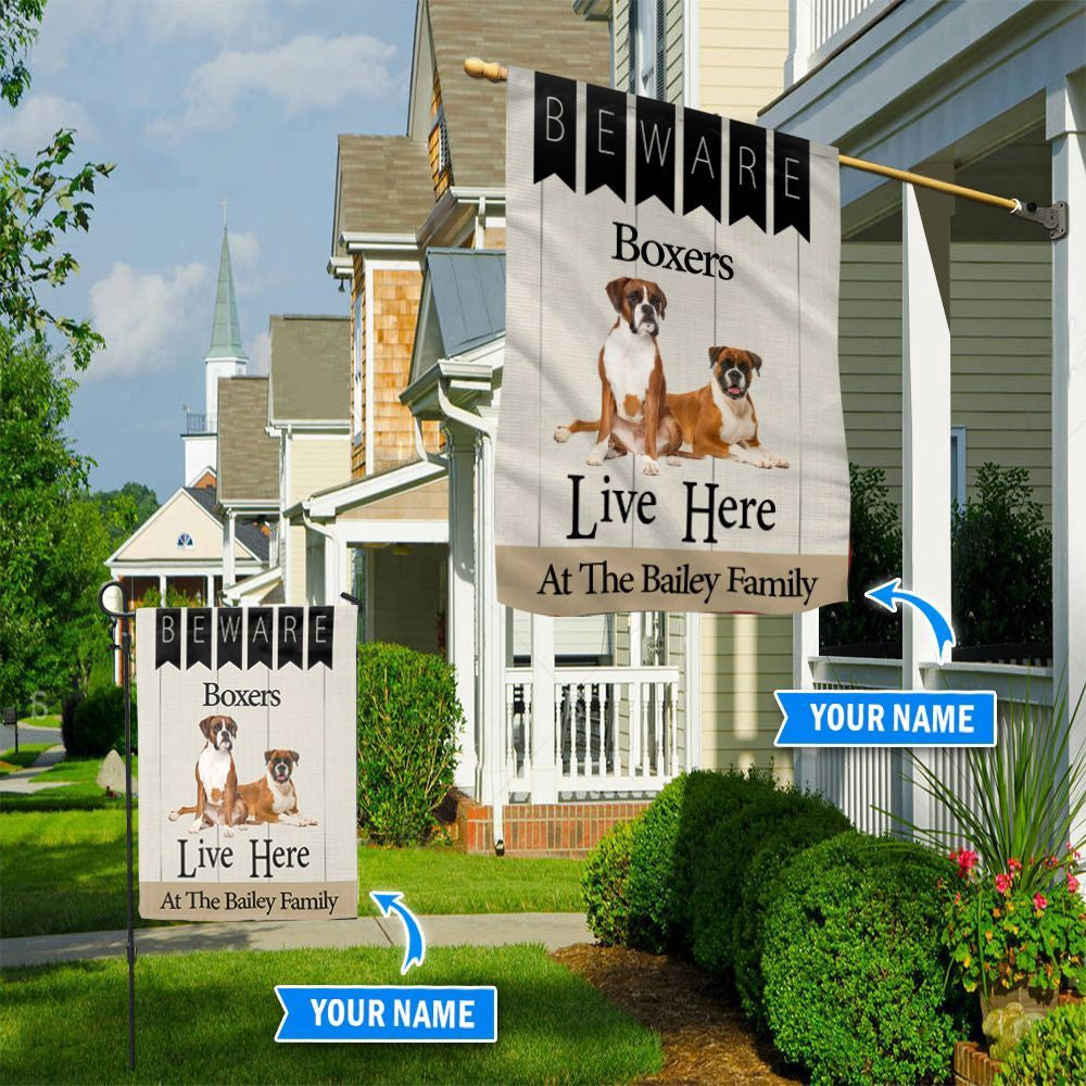 Personalized Dog Flags, Beware Boxers Live Here Flag, Garden Flags Dogs, Dog House Flags