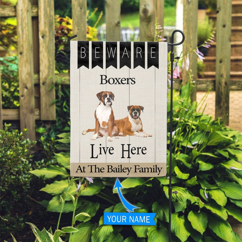 Personalized Dog Flags, Beware Boxers Live Here Flag, Garden Flags Dogs, Dog House Flags