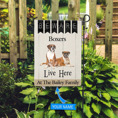 Personalized Dog Flags, Beware Boxers Live Here Flag, Garden Flags Dogs, Dog House Flags
