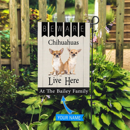 Personalized Dog Flags, Beware Chihuahuas Live Here Flag, Garden Flags Dogs, Dog House Flags