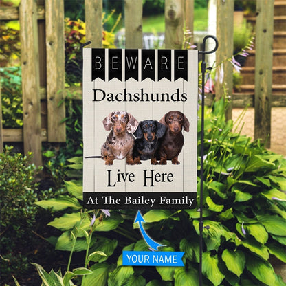 Personalized Dog Flags, Beware Dachshunds Live Here Flag Flag, Garden Flags Dogs, Dog House Flags