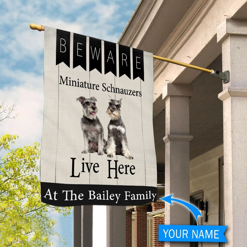 Personalized Dog Flags, Beware Miniature Schnauzers Live Here Flag, Garden Flags Dogs, Dog House Flags