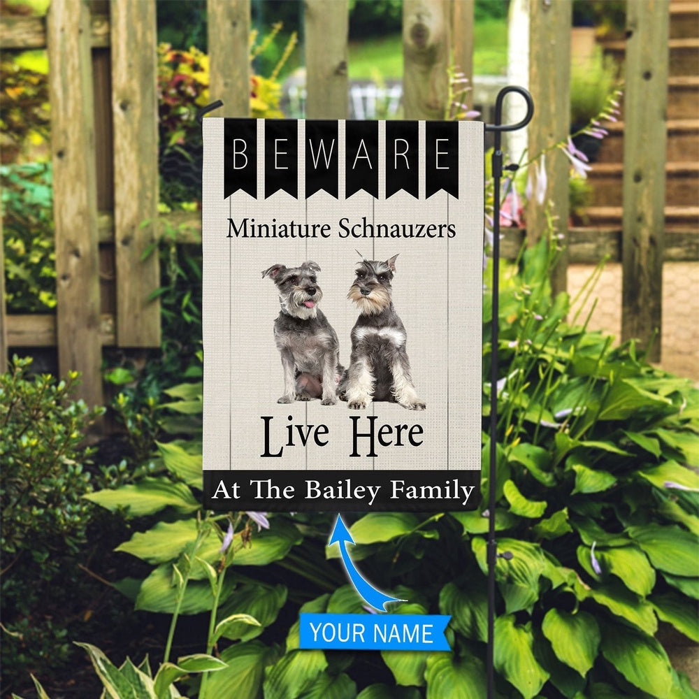 Personalized Dog Flags, Beware Miniature Schnauzers Live Here Flag, Garden Flags Dogs, Dog House Flags