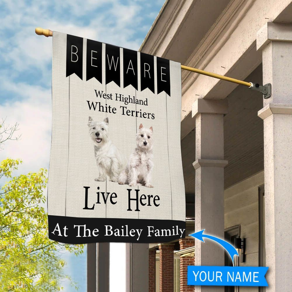 Personalized Dog Flags, Beware West Highland White Terriers Live Here Flag, Garden Flags Dogs, Dog House Flags