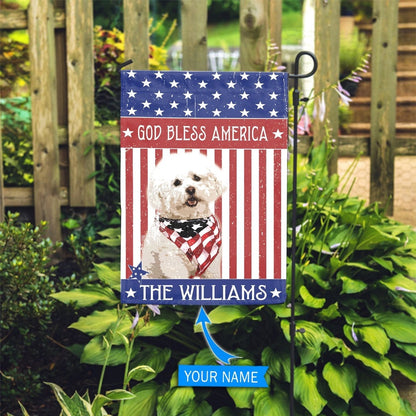 Personalized Dog Flags, Bichon Frisé God Bless America Flag, Garden Flags Dogs, Dog House Flags