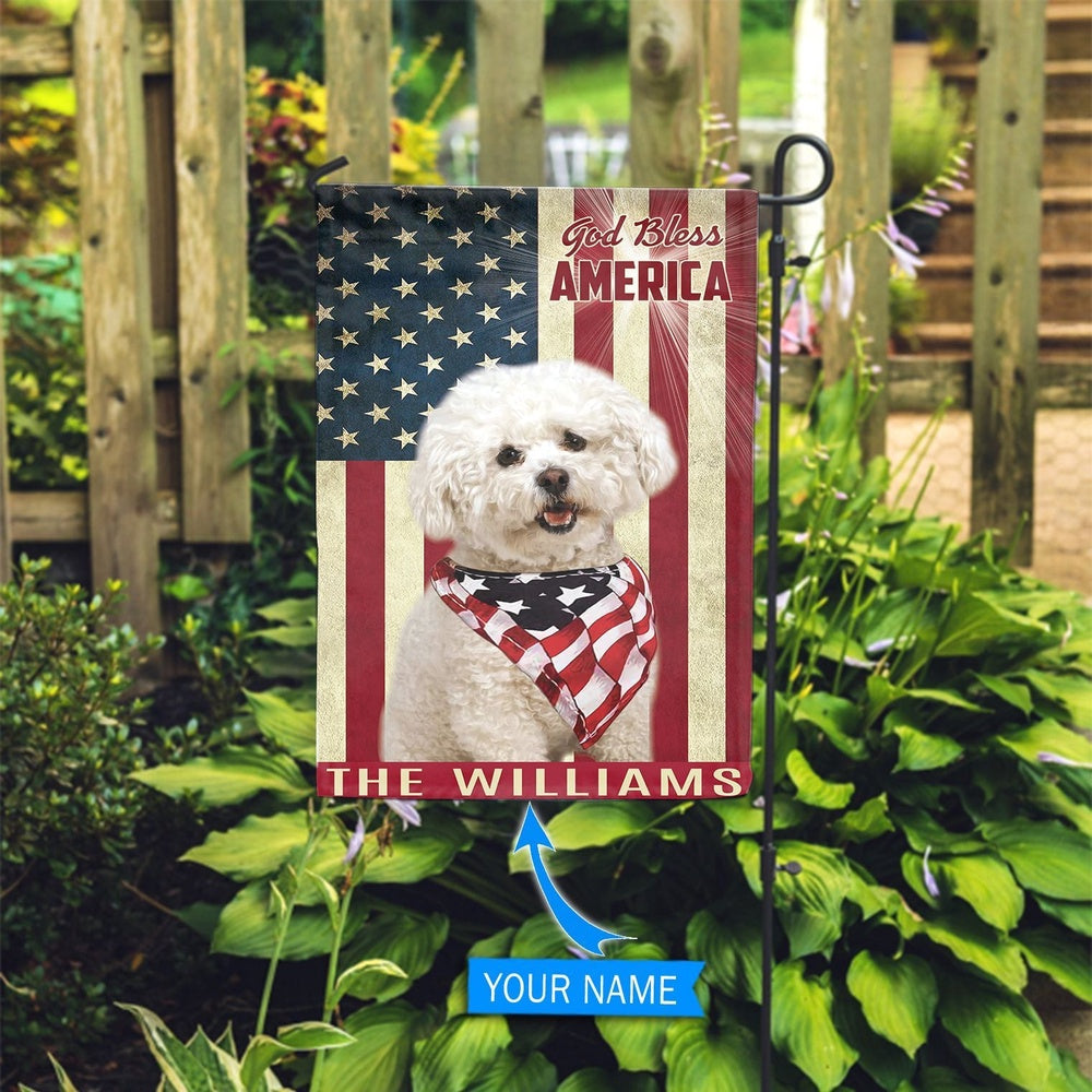 Personalized Dog Flags, Bichon Frisé God Bless Garden Flag, Dog Flag For House, Garden Flags Dogs, Dog House Flags