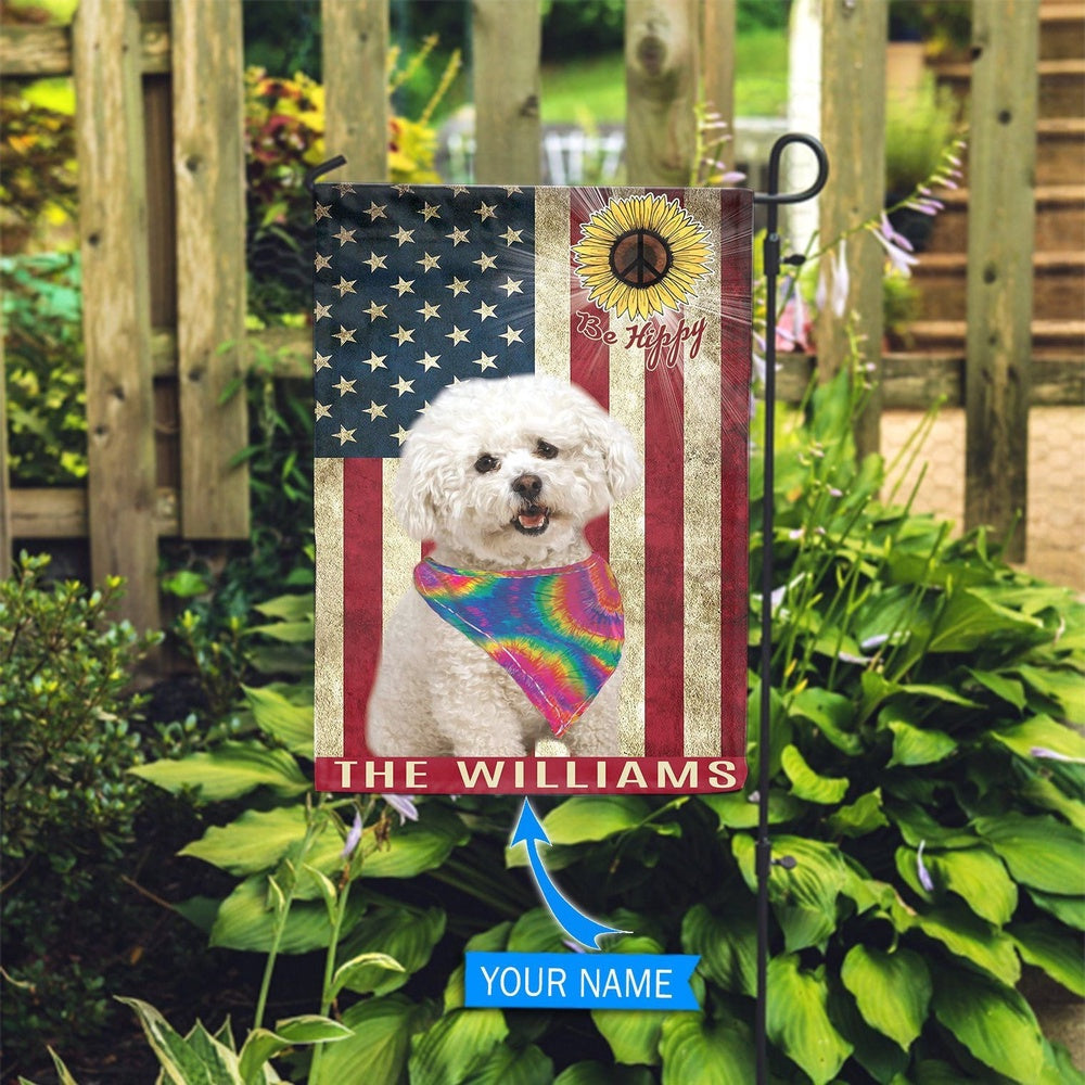 Personalized Dog Flags, Bichon Frisé Hippie Flag, Dog Flag For House, Garden Flags Dogs, Dog House Flags