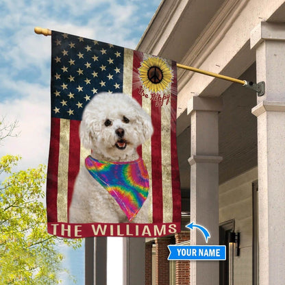 Personalized Dog Flags, Bichon Frisé Hippie Flag, Dog Flag For House, Garden Flags Dogs, Dog House Flags