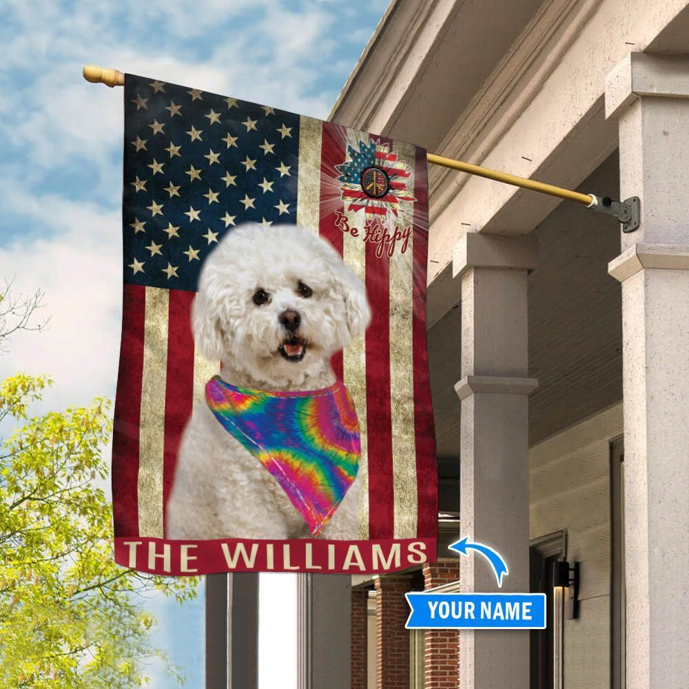 Personalized Dog Flags, Bichon Frisé Hippie House Flag, Dog Flag For House, Garden Flags Dogs, Dog House Flags