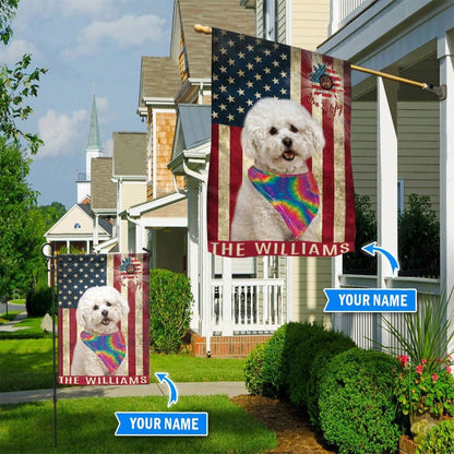 Personalized Dog Flags, Bichon Frisé Hippie House Flag, Dog Flag For House, Garden Flags Dogs, Dog House Flags