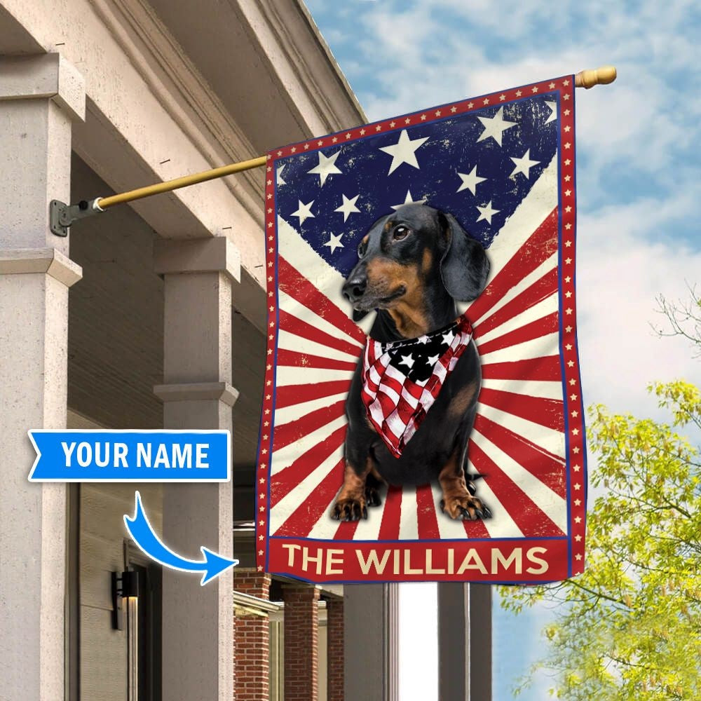 Personalized Dog Flags, Black Dachshund Flag, Dog Flag For House, Garden Flags Dogs, Dog House Flags