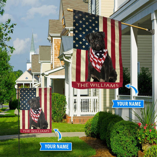 Personalized Dog Flags, Black Pug Flag, Garden Flags Dogs, Dog House Flags