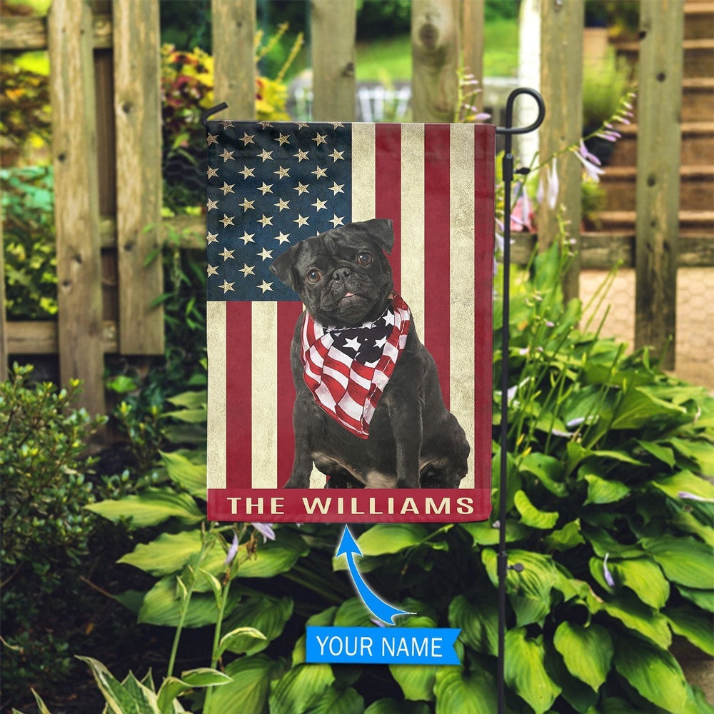 Personalized Dog Flags, Black Pug Flag, Garden Flags Dogs, Dog House Flags