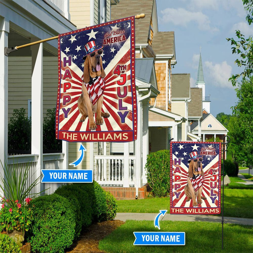 Personalized Dog Flags, Bloodhound God Bless America, 4th Of July Flag, Dog Flag For House, Garden Flags Dogs, Dog House Flags