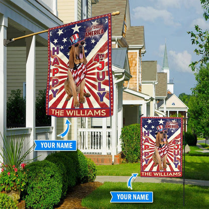Personalized Dog Flags, Bloodhound God Bless America, 4th Of July Flag, Dog Flag For House, Garden Flags Dogs, Dog House Flags