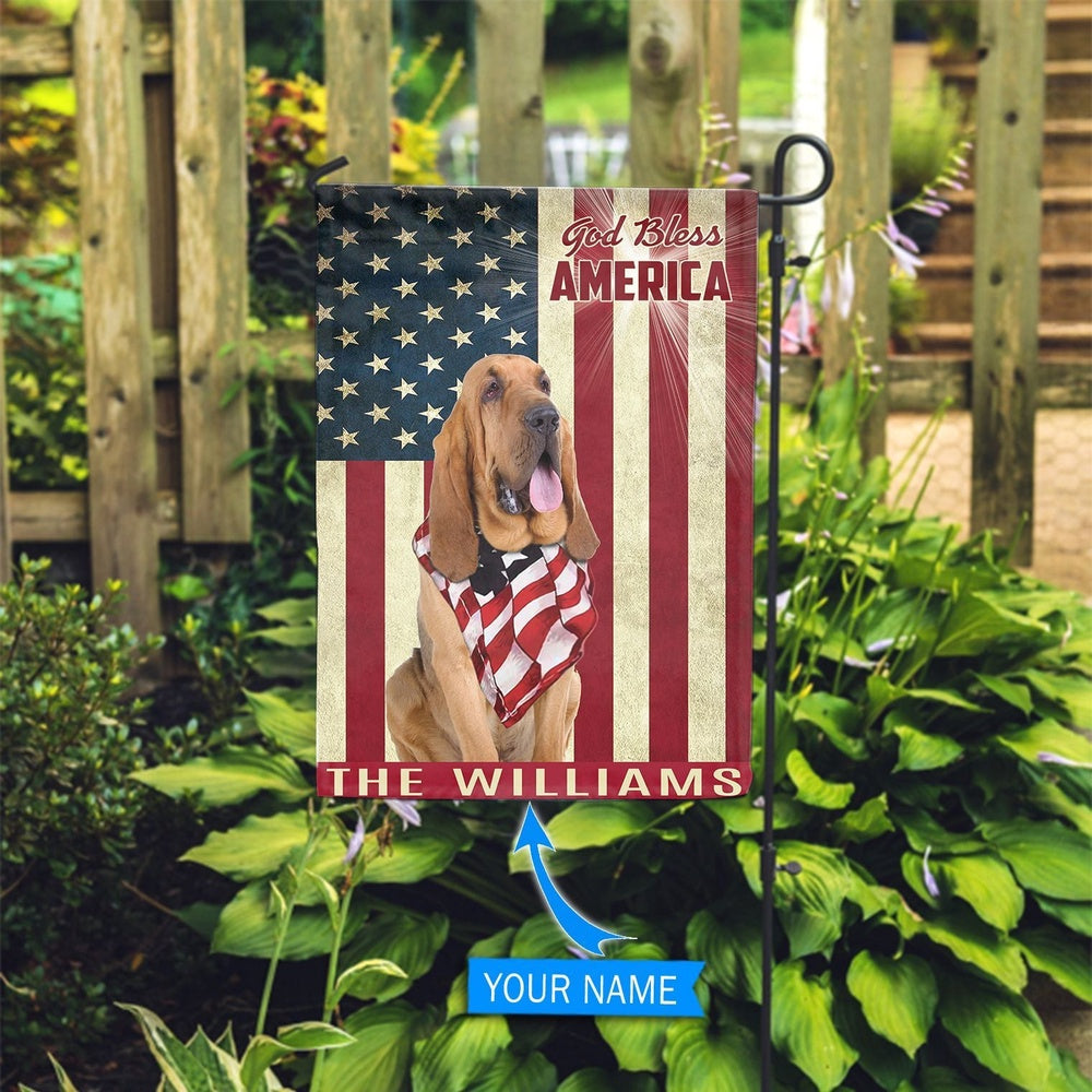 Personalized Dog Flags, Bloodhound God Bless America Flag, Dog Flag For House, Garden Flags Dogs, Dog House Flags