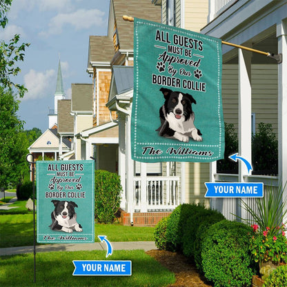 Personalized Dog Flags, Border Collie All Guests Approved Flag, Custom Dog Garden Flags, Garden Flags Dogs, Dog House Flags