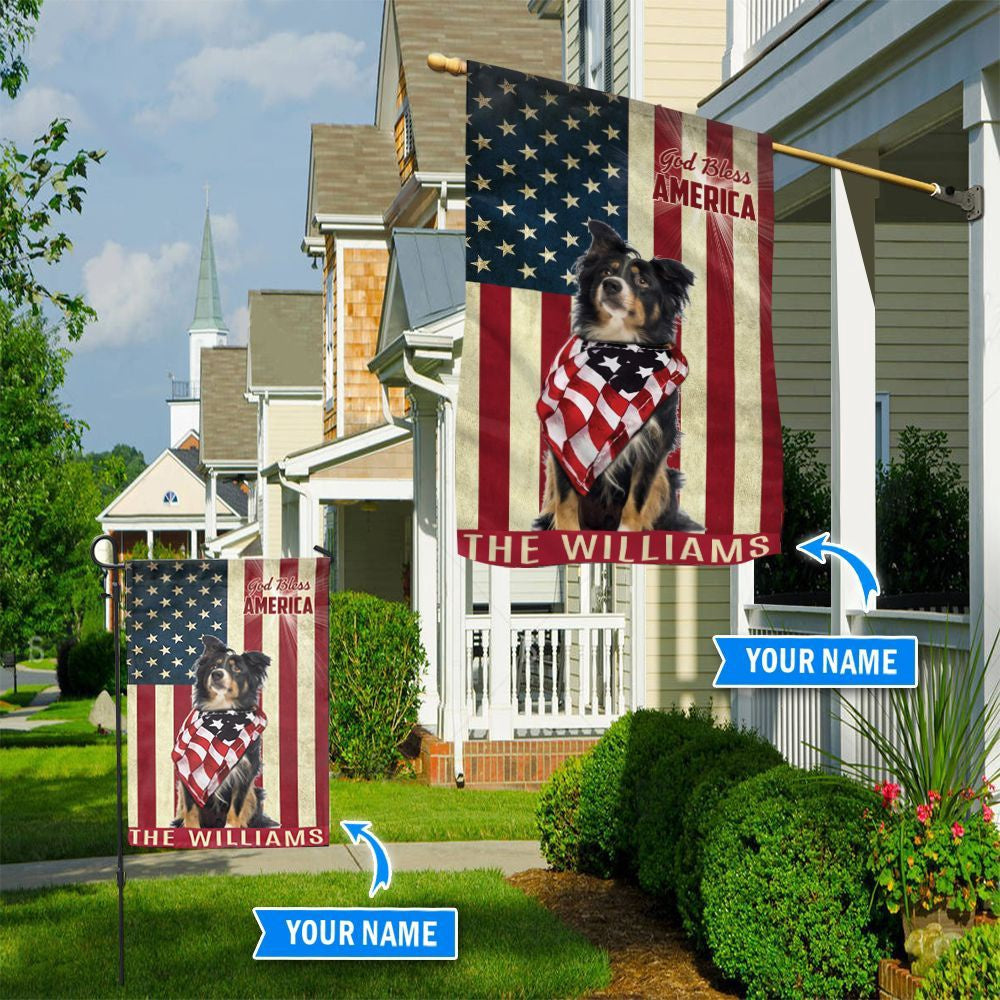 Personalized Dog Flags, Border Collie God Bless America Flag, Dog Flag For House, Garden Flags Dogs, Dog House Flags