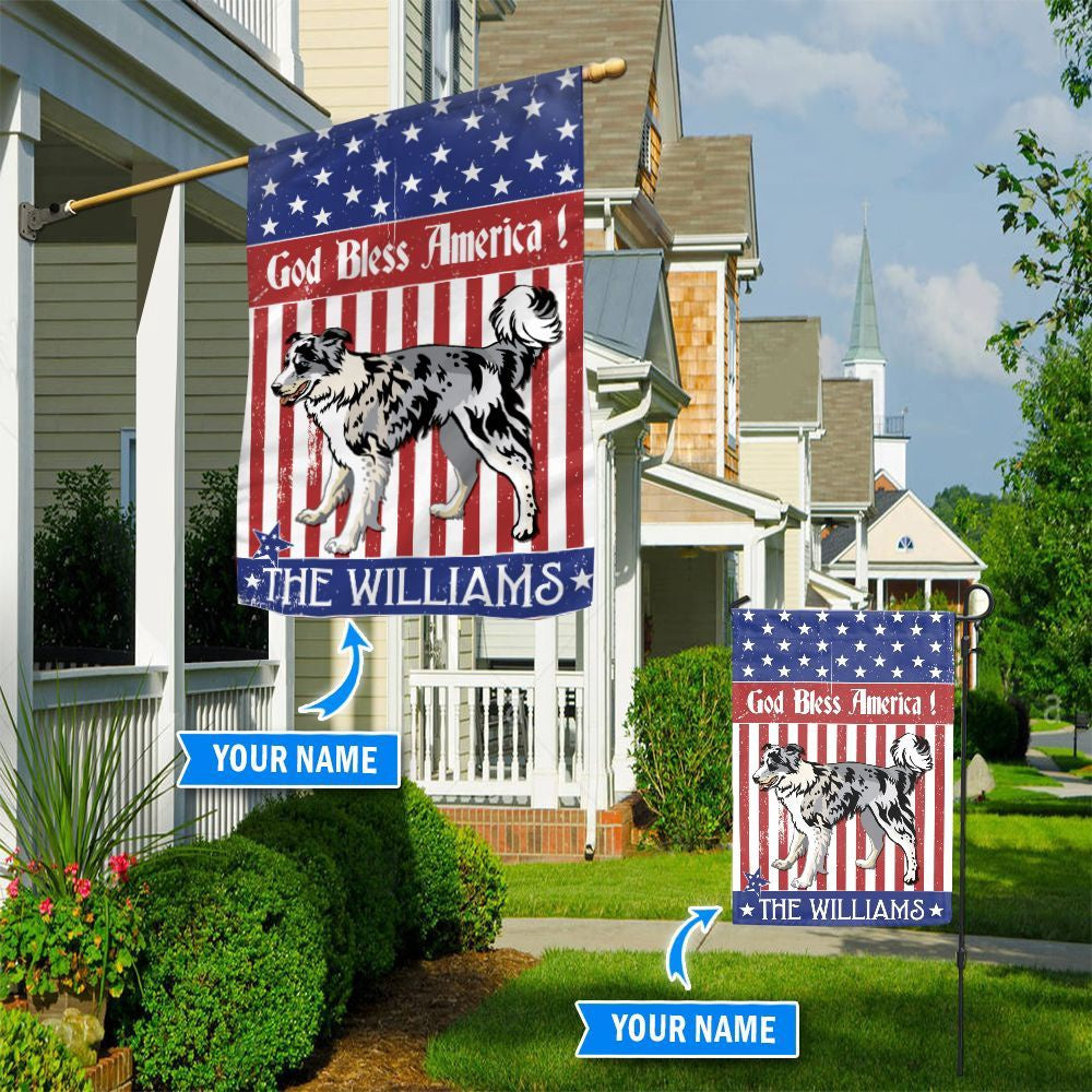 Personalized Dog Flags, Border Collie God Bless America Flag, Garden Flags Dogs, Dog House Flags