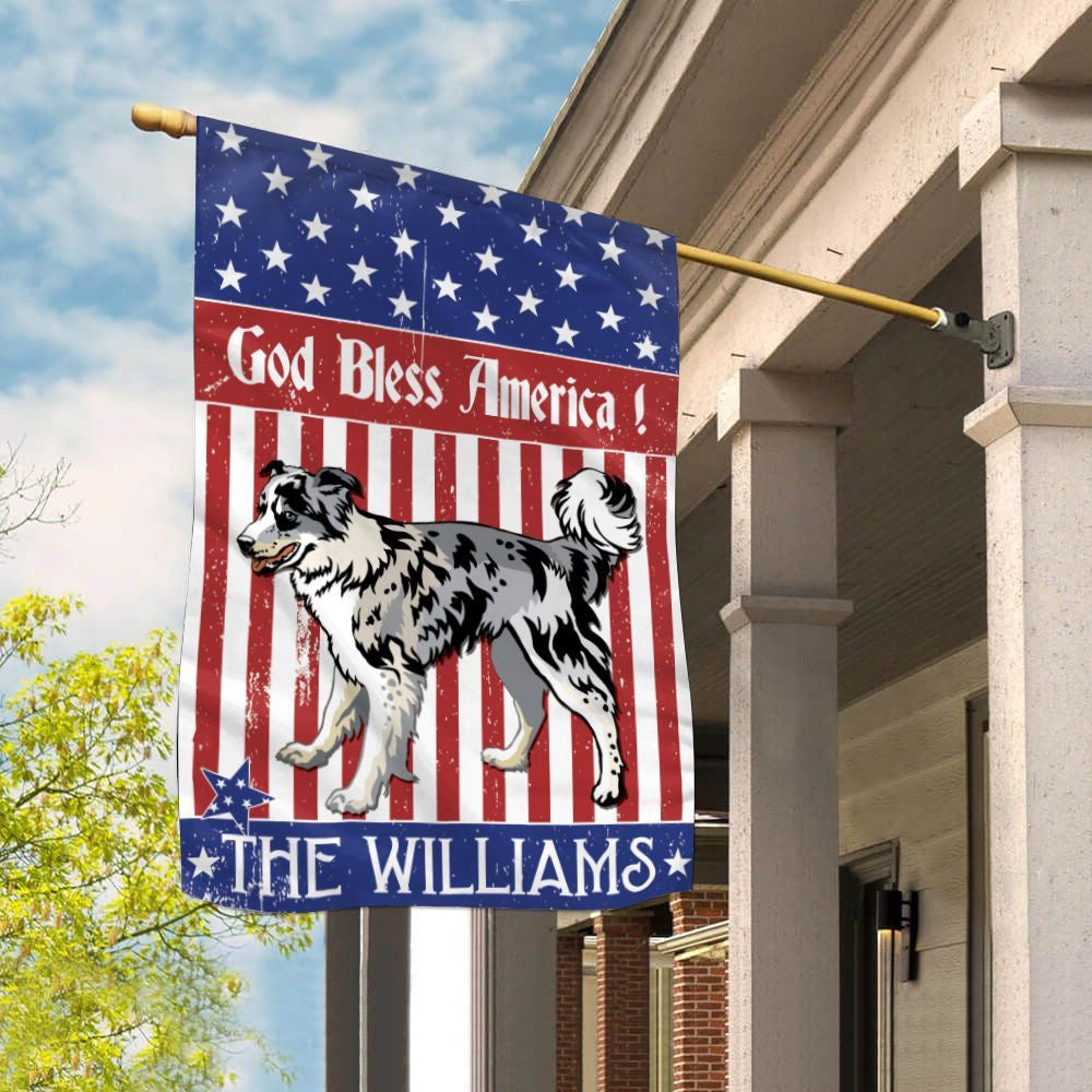 Personalized Dog Flags, Border Collie God Bless America Flag, Garden Flags Dogs, Dog House Flags