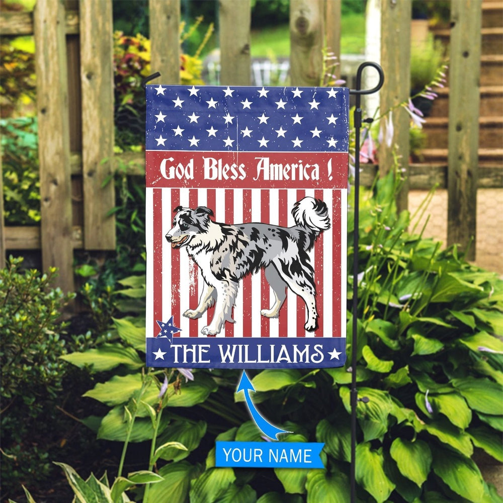 Personalized Dog Flags, Border Collie God Bless America Flag, Garden Flags Dogs, Dog House Flags