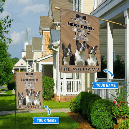 Personalized Dog Flags, Boston Terrier Don't Bother Knocking Flag, Custom Dog Garden Flags, Garden Flags Dogs, Dog House Flags
