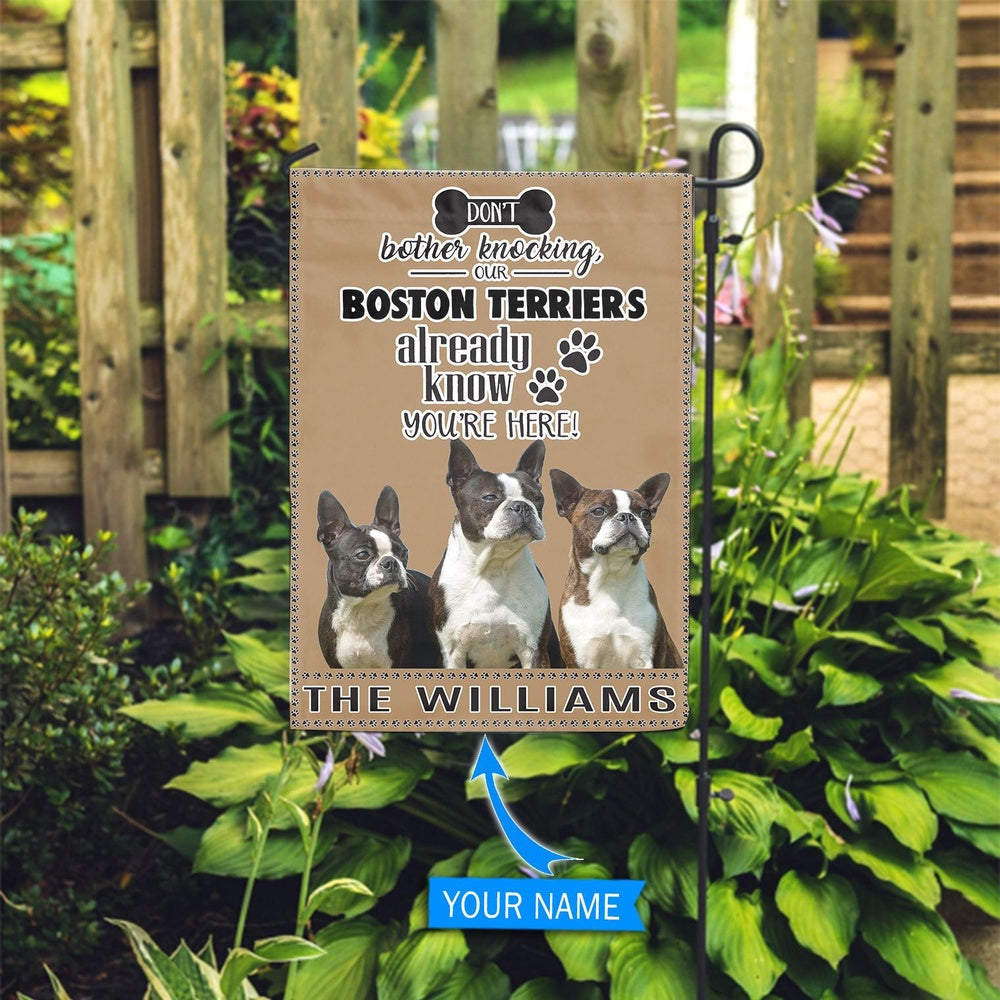 Personalized Dog Flags, Boston Terrier Don't Bother Knocking Flag, Custom Dog Garden Flags, Garden Flags Dogs, Dog House Flags