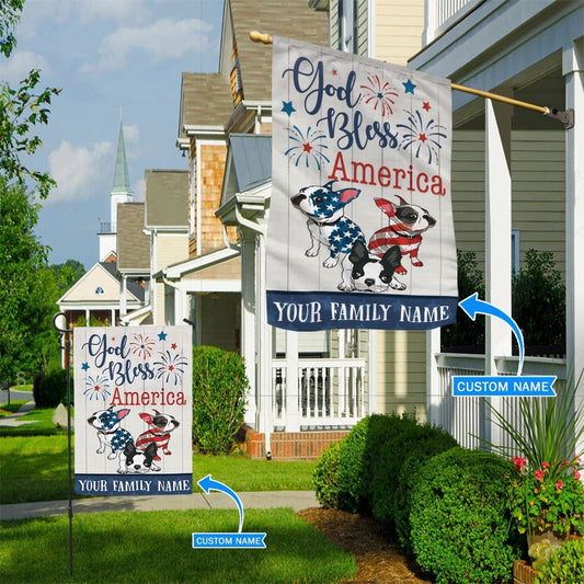 Personalized Dog Flags, Boston Terrier Firework Blue Flag, Custom Dog Garden Flags, Garden Flags Dogs, Dog House Flags