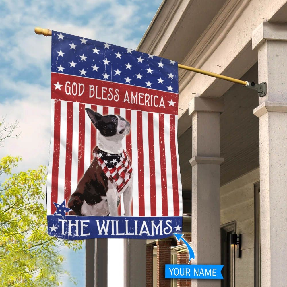 Personalized Dog Flags, Boston Terrier God Bless America Flag, Custom Dog Garden Flags, Garden Flags Dogs, Dog House Flags