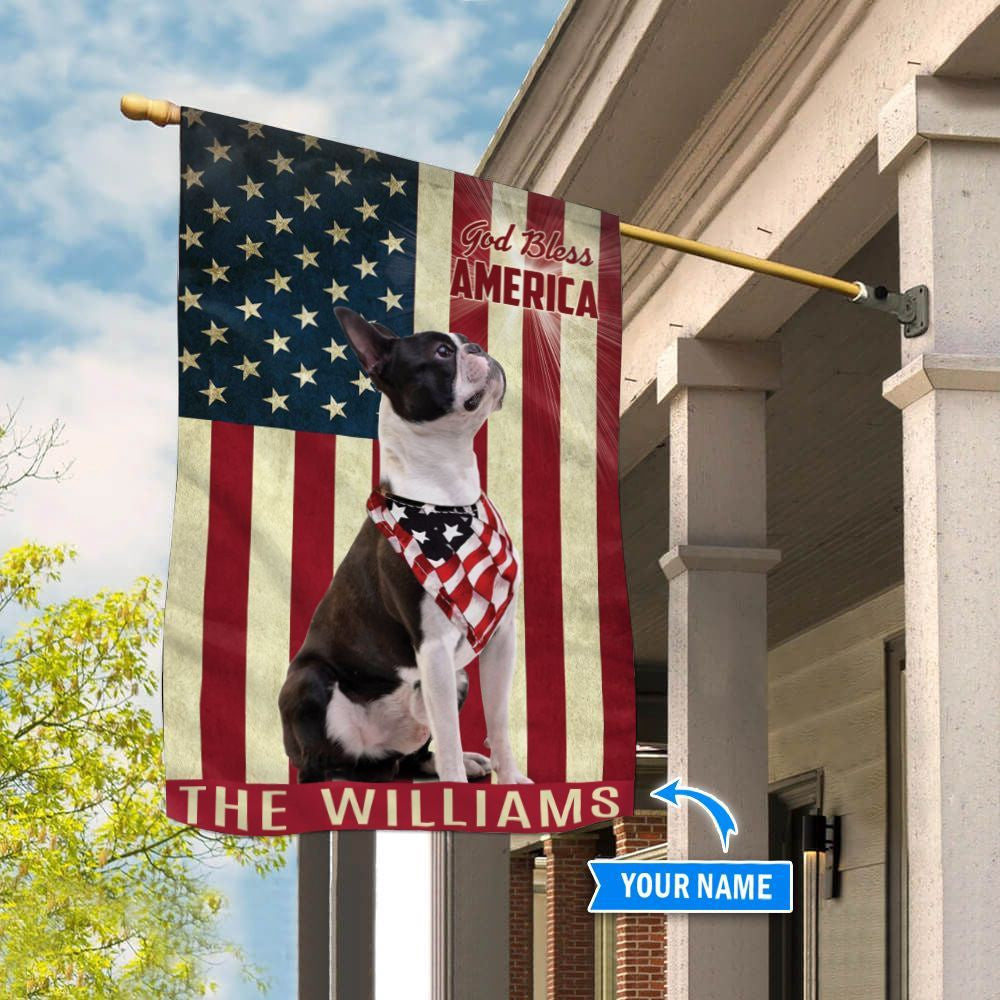 Personalized Dog Flags, Boston Terrier God Bless America Flag, Dog Flag For House, Garden Flags Dogs, Dog House Flags