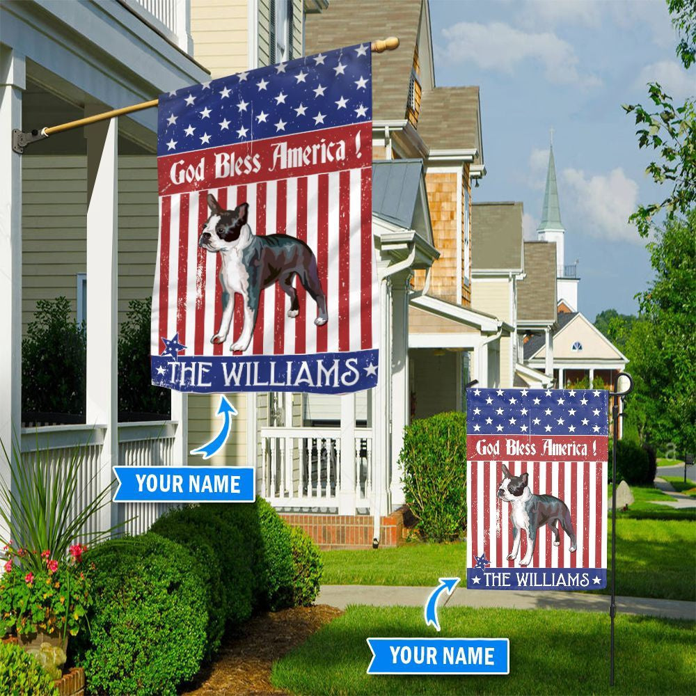 Personalized Dog Flags, Boston Terrier God Bless America Flag, Garden Flags Dogs, Dog House Flags