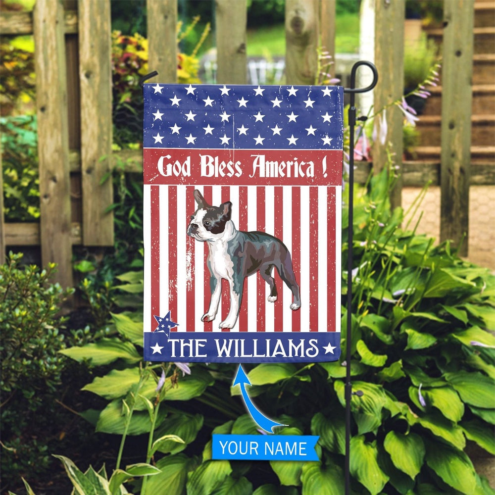 Personalized Dog Flags, Boston Terrier God Bless America Flag, Garden Flags Dogs, Dog House Flags