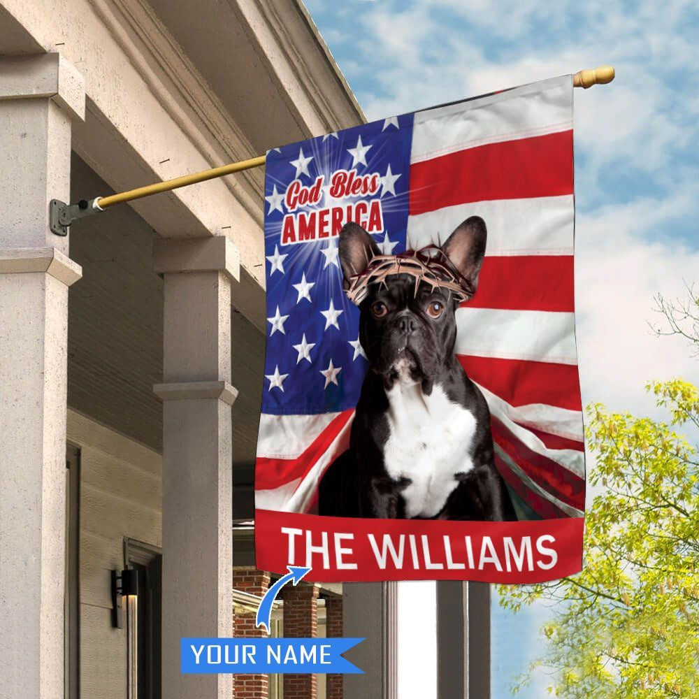 Personalized Dog Flags, Boston Terrier God Bless America House Flag, Garden Flags Dogs, Dog House Flags
