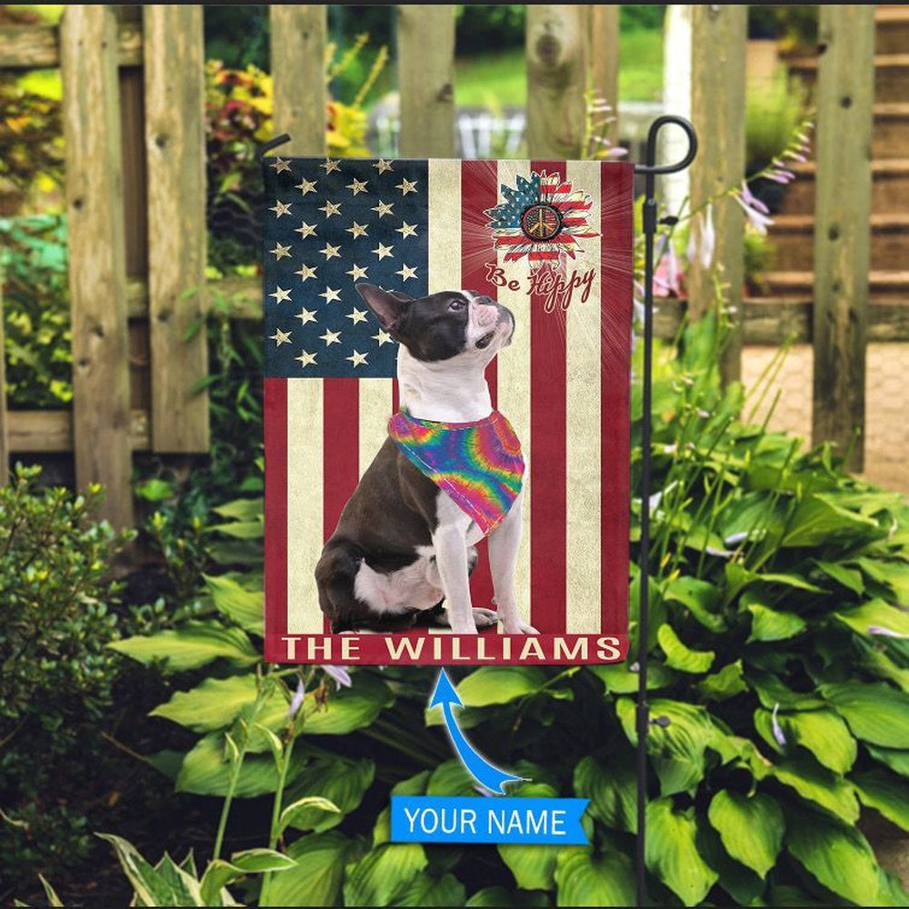 Personalized Dog Flags, Boston Terrier Hippie House Flag, Dog Flag For House, Garden Flags Dogs, Dog House Flags