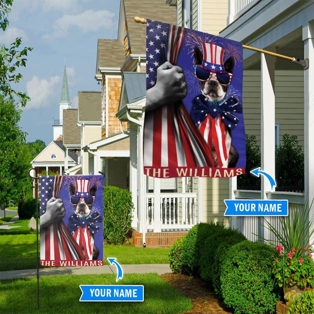 Personalized Dog Flags, Boston Terrier Independence Day Flag, Custom Dog Garden Flags, Garden Flags Dogs, Dog House Flags