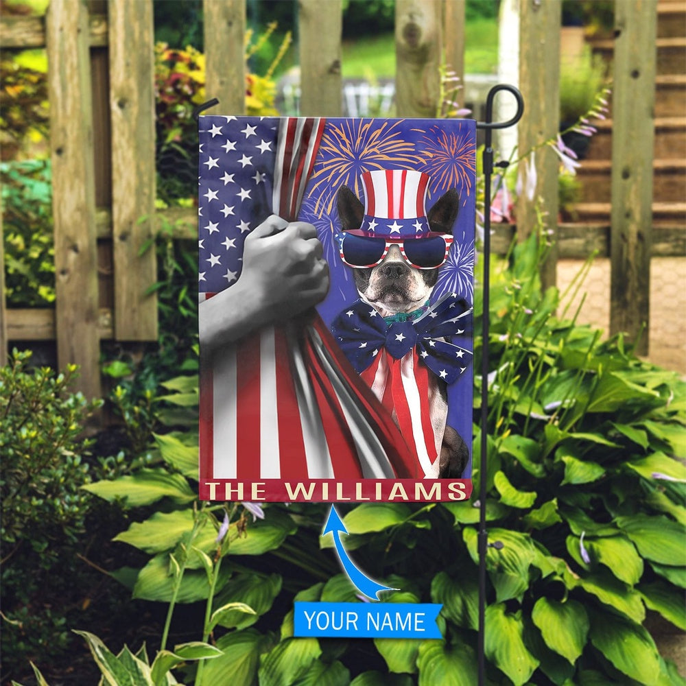 Personalized Dog Flags, Boston Terrier Independence Day Flag, Custom Dog Garden Flags, Garden Flags Dogs, Dog House Flags