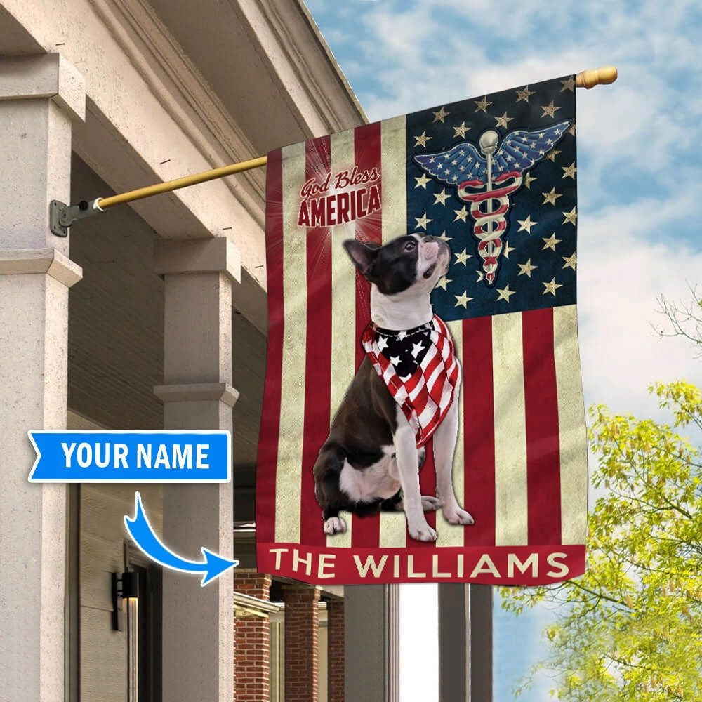 Personalized Dog Flags, Boston Terrier Nurses Flag, Dog Flag For House, Garden Flags Dogs, Dog House Flags