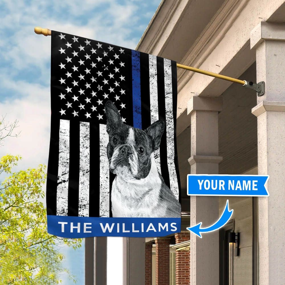 Personalized Dog Flags, Boston Terrier Police Flag, Custom Dog Garden Flags, Garden Flags Dogs, Dog House Flags